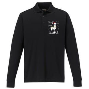 Fa La La Llama Funny Llama Christmas Performance Long Sleeve Polo