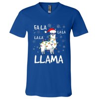 Fa La La Llama Funny Llama Christmas V-Neck T-Shirt