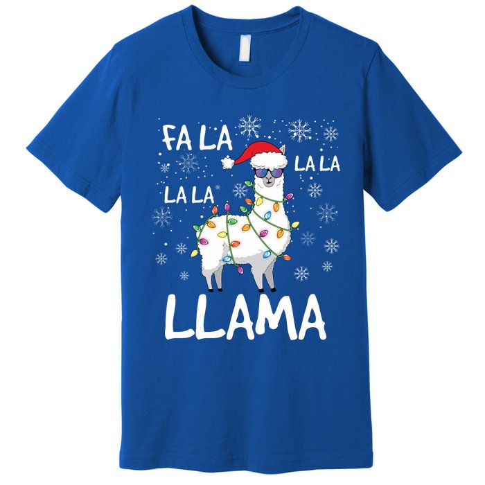 Fa La La Llama Funny Llama Christmas Premium T-Shirt