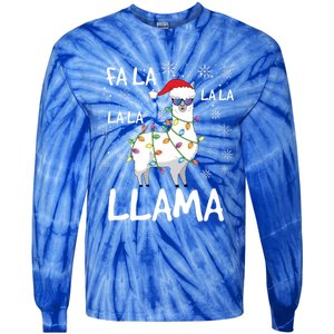 Fa La La Llama Funny Llama Christmas Tie-Dye Long Sleeve Shirt