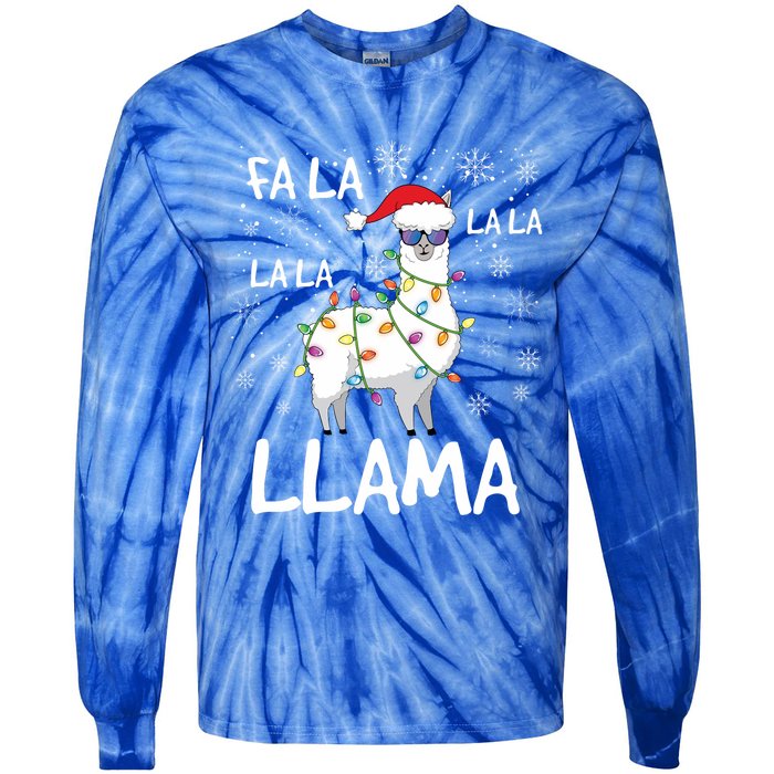 Fa La La Llama Funny Llama Christmas Tie-Dye Long Sleeve Shirt