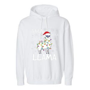 Fa La La Llama Funny Llama Christmas Garment-Dyed Fleece Hoodie