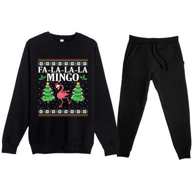 Fa La La La Mingo Flamingo Christmas Tree Winters Holiday Great Gift Premium Crewneck Sweatsuit Set