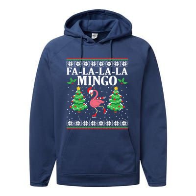 Fa La La La Mingo Flamingo Christmas Tree Winters Holiday Great Gift Performance Fleece Hoodie