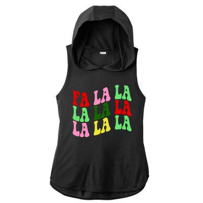 Fa La La Groovy Christmas Ladies PosiCharge Tri-Blend Wicking Draft Hoodie Tank