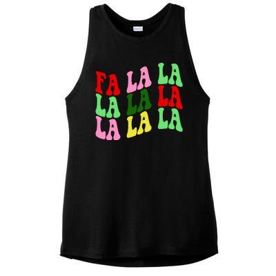 Fa La La Groovy Christmas Ladies PosiCharge Tri-Blend Wicking Tank