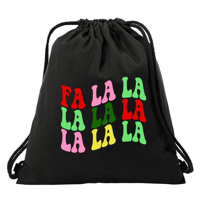 Fa La La Groovy Christmas Drawstring Bag