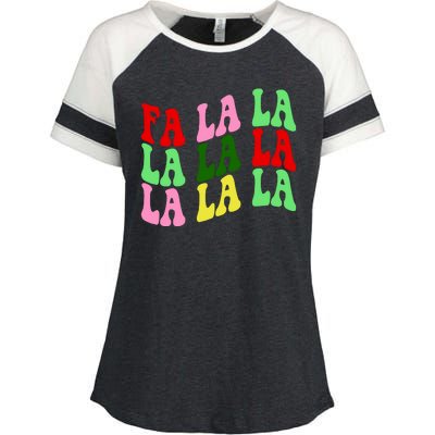 Fa La La Groovy Christmas Enza Ladies Jersey Colorblock Tee