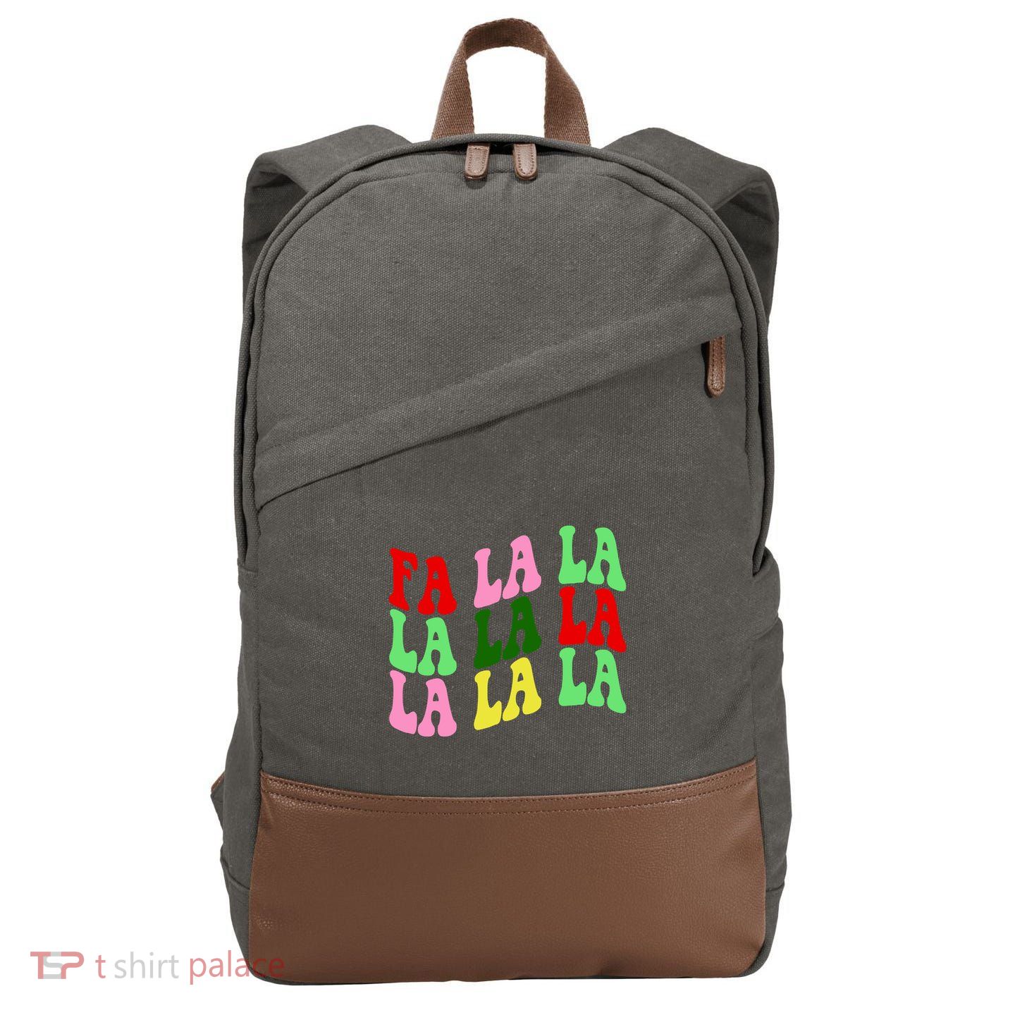 Fa La La Groovy Christmas Cotton Canvas Backpack
