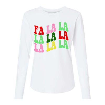 Fa La La Groovy Christmas Womens Cotton Relaxed Long Sleeve T-Shirt