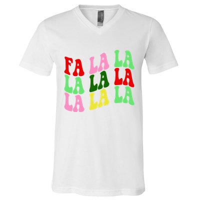 Fa La La Groovy Christmas V-Neck T-Shirt