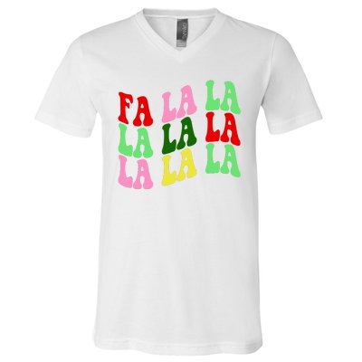 Fa La La Groovy Christmas V-Neck T-Shirt