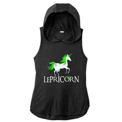 Funny Lepricorn Leprechaun Unicorn St. Patrick's Day Ladies PosiCharge Tri-Blend Wicking Draft Hoodie Tank