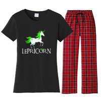 Funny Lepricorn Leprechaun Unicorn St. Patrick's Day Women's Flannel Pajama Set