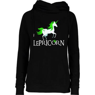 Funny Lepricorn Leprechaun Unicorn St. Patrick's Day Womens Funnel Neck Pullover Hood