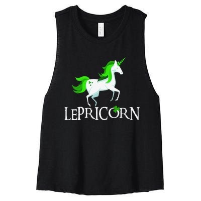 Funny Lepricorn Leprechaun Unicorn St. Patrick's Day Women's Racerback Cropped Tank