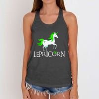 Funny Lepricorn Leprechaun Unicorn St. Patrick's Day Women's Knotted Racerback Tank