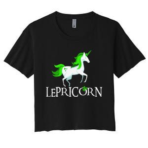 Funny Lepricorn Leprechaun Unicorn St. Patrick's Day Women's Crop Top Tee