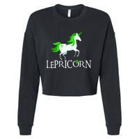 Funny Lepricorn Leprechaun Unicorn St. Patrick's Day Cropped Pullover Crew