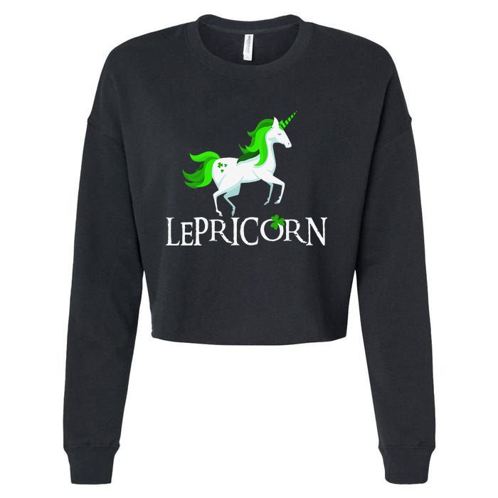 Funny Lepricorn Leprechaun Unicorn St. Patrick's Day Cropped Pullover Crew