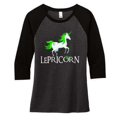 Funny Lepricorn Leprechaun Unicorn St. Patrick's Day Women's Tri-Blend 3/4-Sleeve Raglan Shirt