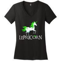 Funny Lepricorn Leprechaun Unicorn St. Patrick's Day Women's V-Neck T-Shirt