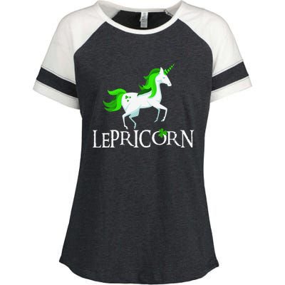 Funny Lepricorn Leprechaun Unicorn St. Patrick's Day Enza Ladies Jersey Colorblock Tee