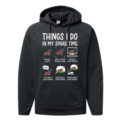 Funny Lawn Mower Clothes Gifts For Landscapers Gardener Performance Fleece Hoodie