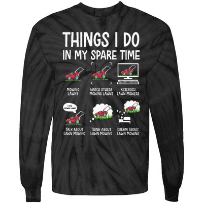 Funny Lawn Mower Clothes Gifts For Landscapers Gardener Tie-Dye Long Sleeve Shirt