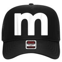 Funny Letter M Chocolate Candy Halloween Team Groups Costume High Crown Mesh Back Trucker Hat