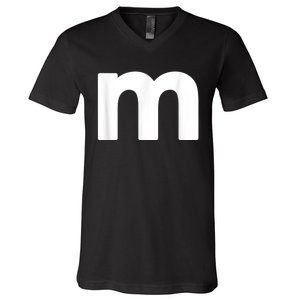 Funny Letter M Chocolate Candy Halloween Team Groups Costume V-Neck T-Shirt