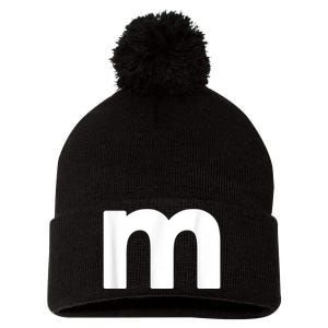 Funny Letter M Chocolate Candy Halloween Team Groups Costume Pom Pom 12in Knit Beanie