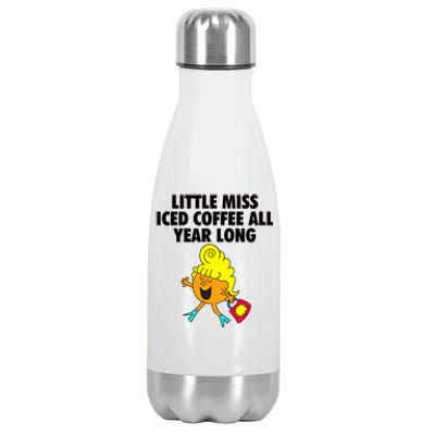 Funny Little Miss Iced Coffee All Year Long Stainless Steel Insulated Water Bottle