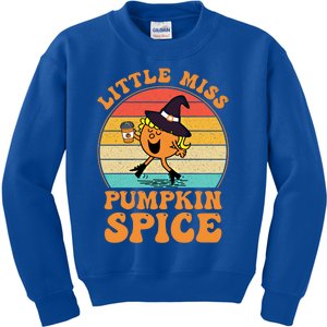 Funny Little Miss Pumpkin Spice Retro Little Miss Pumpkin Funny Gift Kids Sweatshirt