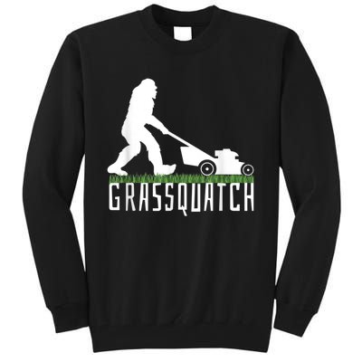 Funny Lawn Mowing Grassquatch Bigfoot Lawn Mower Tall Sweatshirt