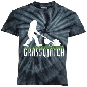 Funny Lawn Mowing Grassquatch Bigfoot Lawn Mower Kids Tie-Dye T-Shirt