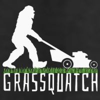 Funny Lawn Mowing Grassquatch Bigfoot Lawn Mower 7 Panel Mesh Trucker Snapback Hat
