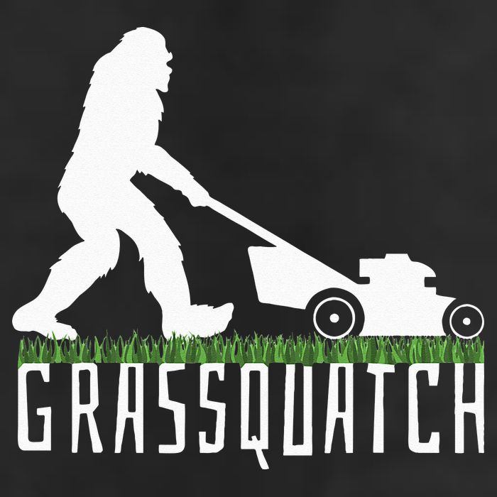 Funny Lawn Mowing Grassquatch Bigfoot Lawn Mower 7 Panel Mesh Trucker Snapback Hat