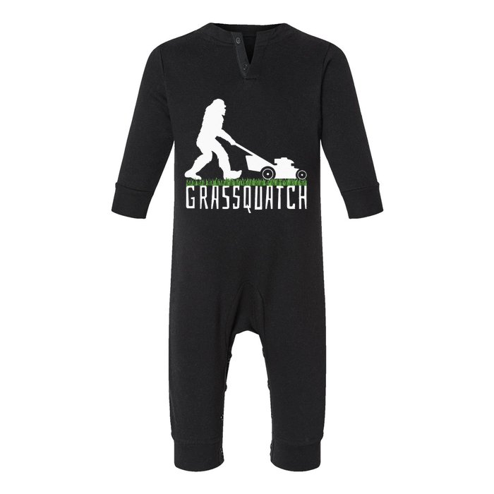 Funny Lawn Mowing Grassquatch Bigfoot Lawn Mower Infant Fleece One Piece