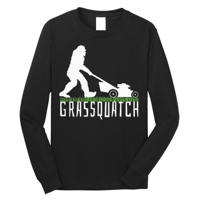 Funny Lawn Mowing Grassquatch Bigfoot Lawn Mower Long Sleeve Shirt