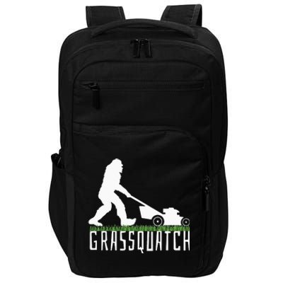 Funny Lawn Mowing Grassquatch Bigfoot Lawn Mower Impact Tech Backpack