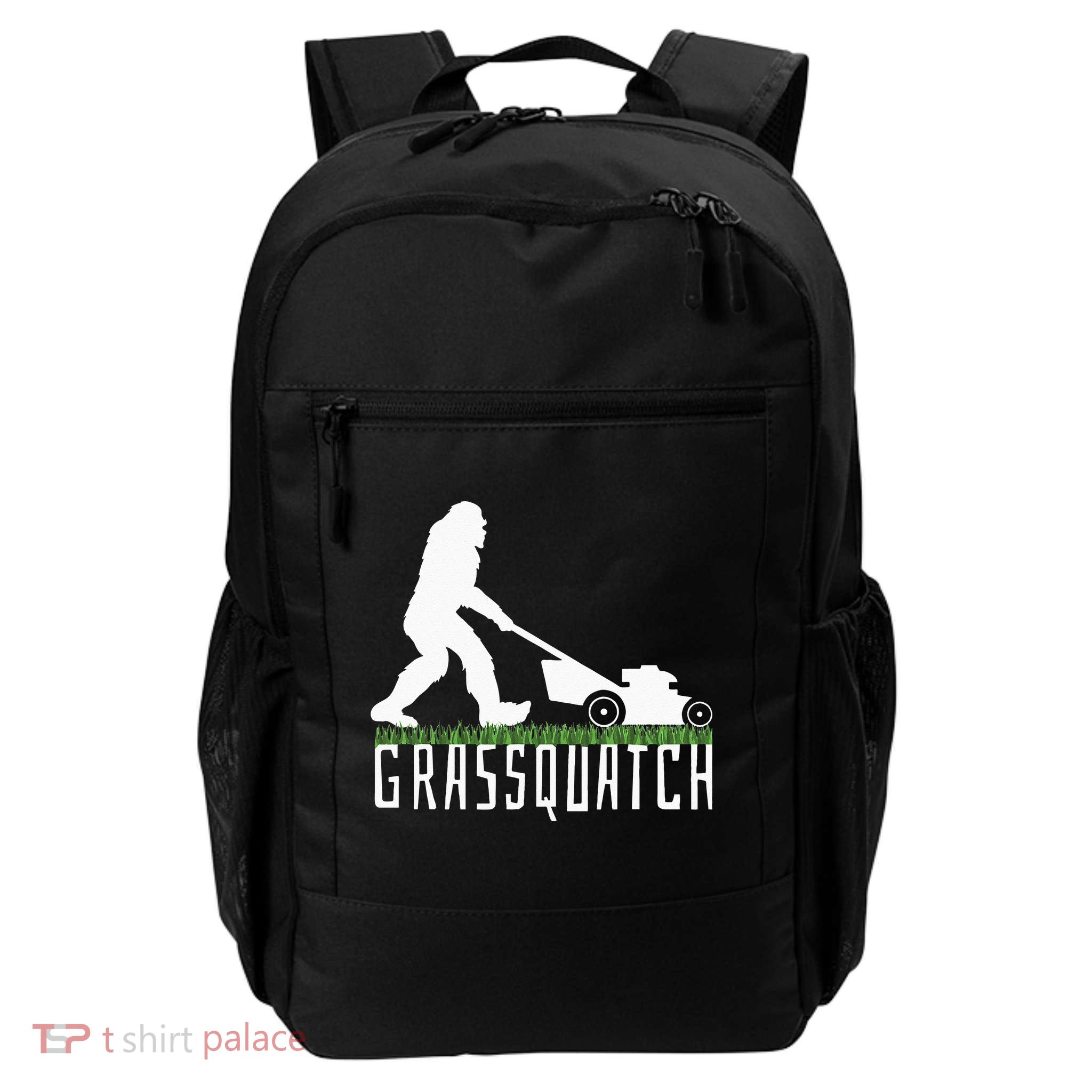 Funny Lawn Mowing Grassquatch Bigfoot Lawn Mower Daily Commute Backpack