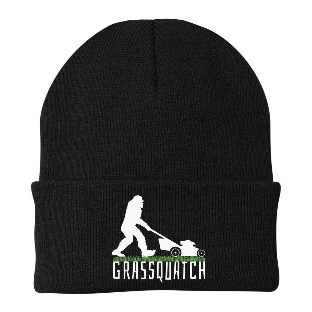 Funny Lawn Mowing Grassquatch Bigfoot Lawn Mower Beanie