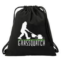 Funny Lawn Mowing Grassquatch Bigfoot Lawn Mower Drawstring Bag