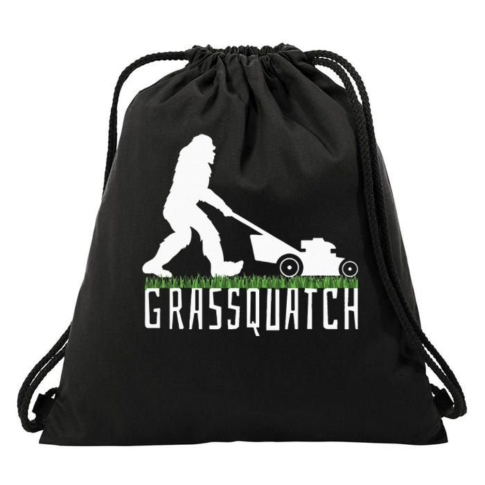 Funny Lawn Mowing Grassquatch Bigfoot Lawn Mower Drawstring Bag