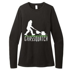 Funny Lawn Mowing Grassquatch Bigfoot Lawn Mower Womens CVC Long Sleeve Shirt