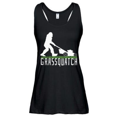 Funny Lawn Mowing Grassquatch Bigfoot Lawn Mower Ladies Essential Flowy Tank