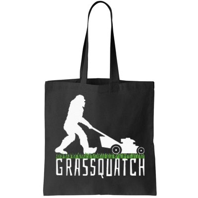 Funny Lawn Mowing Grassquatch Bigfoot Lawn Mower Tote Bag