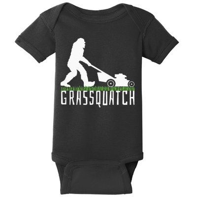 Funny Lawn Mowing Grassquatch Bigfoot Lawn Mower Baby Bodysuit