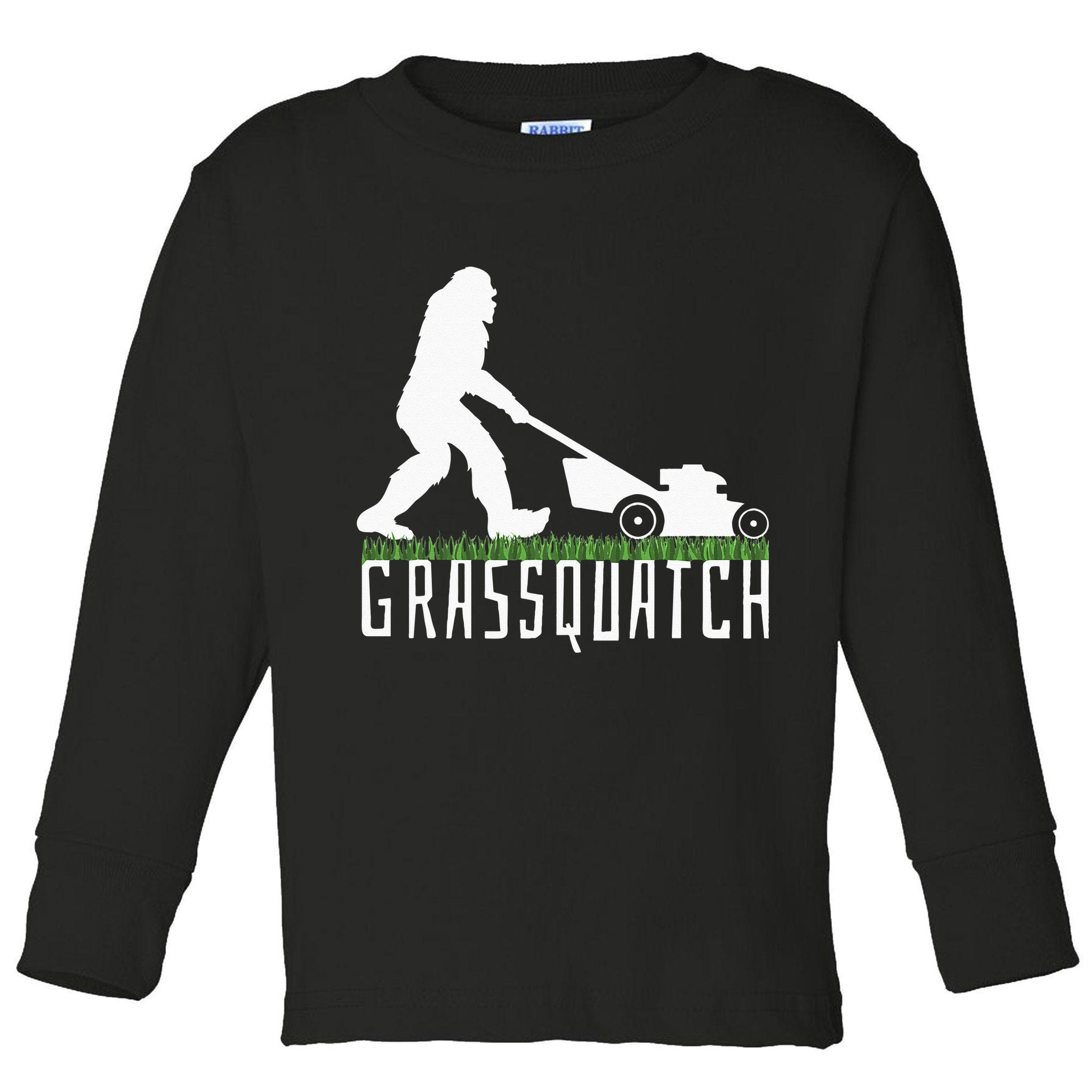 Funny Lawn Mowing Grassquatch Bigfoot Lawn Mower Toddler Long Sleeve Shirt